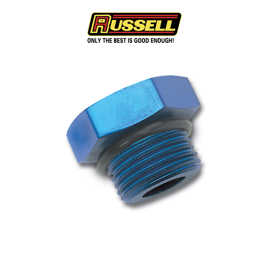 Russell Blue Anodized Aluminum -12AN Straight Thread Plug Adapter